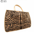 Zebra Pony Hair Top Handle Tote
