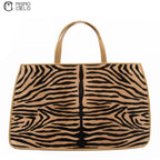 Zebra Pony Hair Top Handle Tote