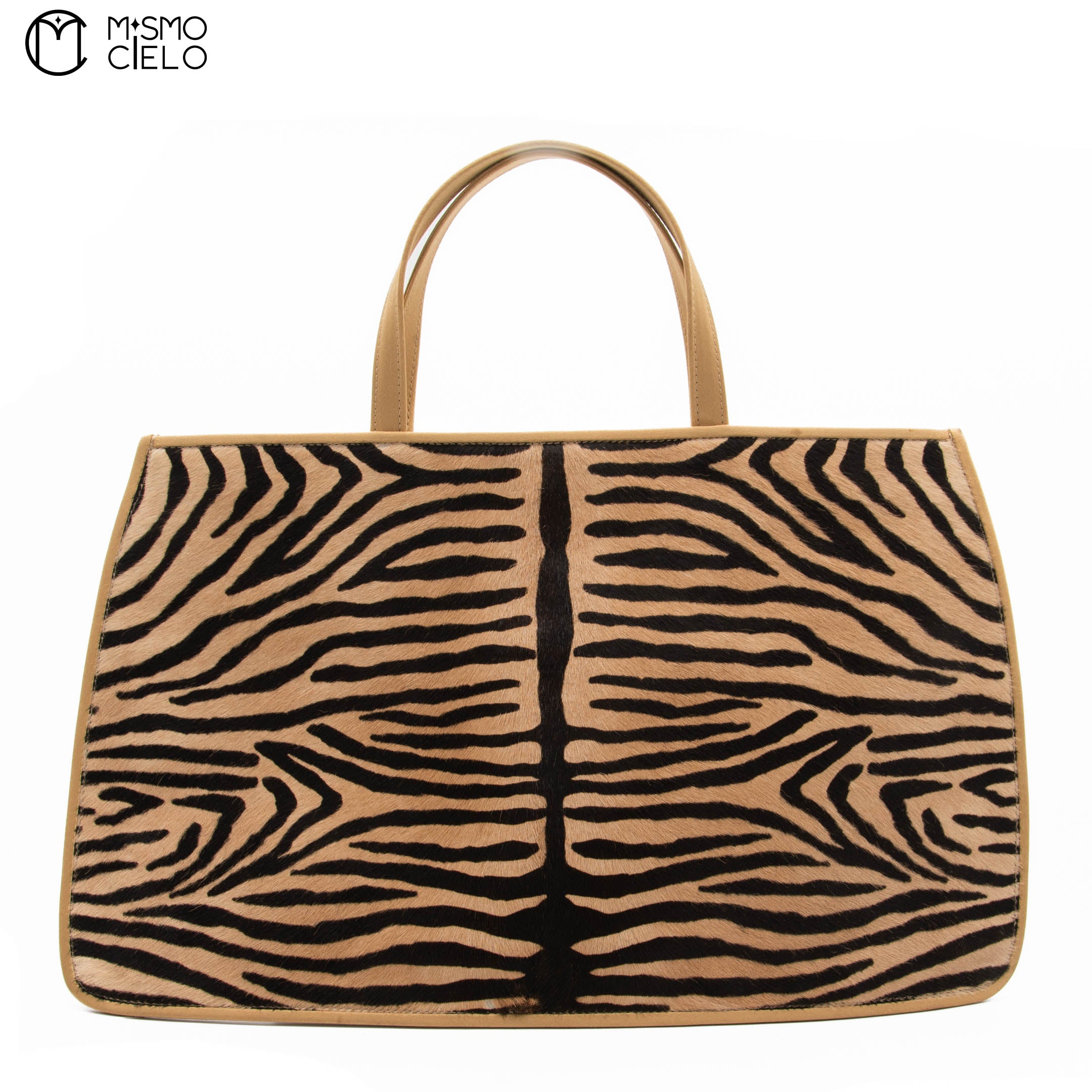 Zebra Pony Hair Top Handle Tote