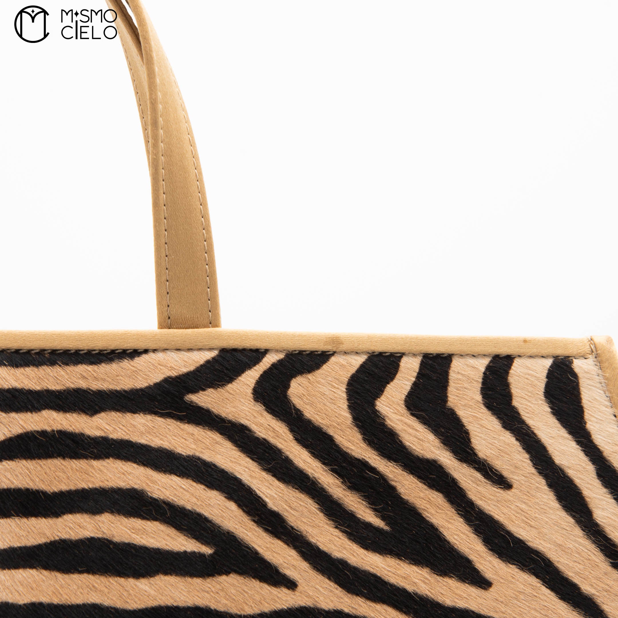Zebra Pony Hair Top Handle Tote