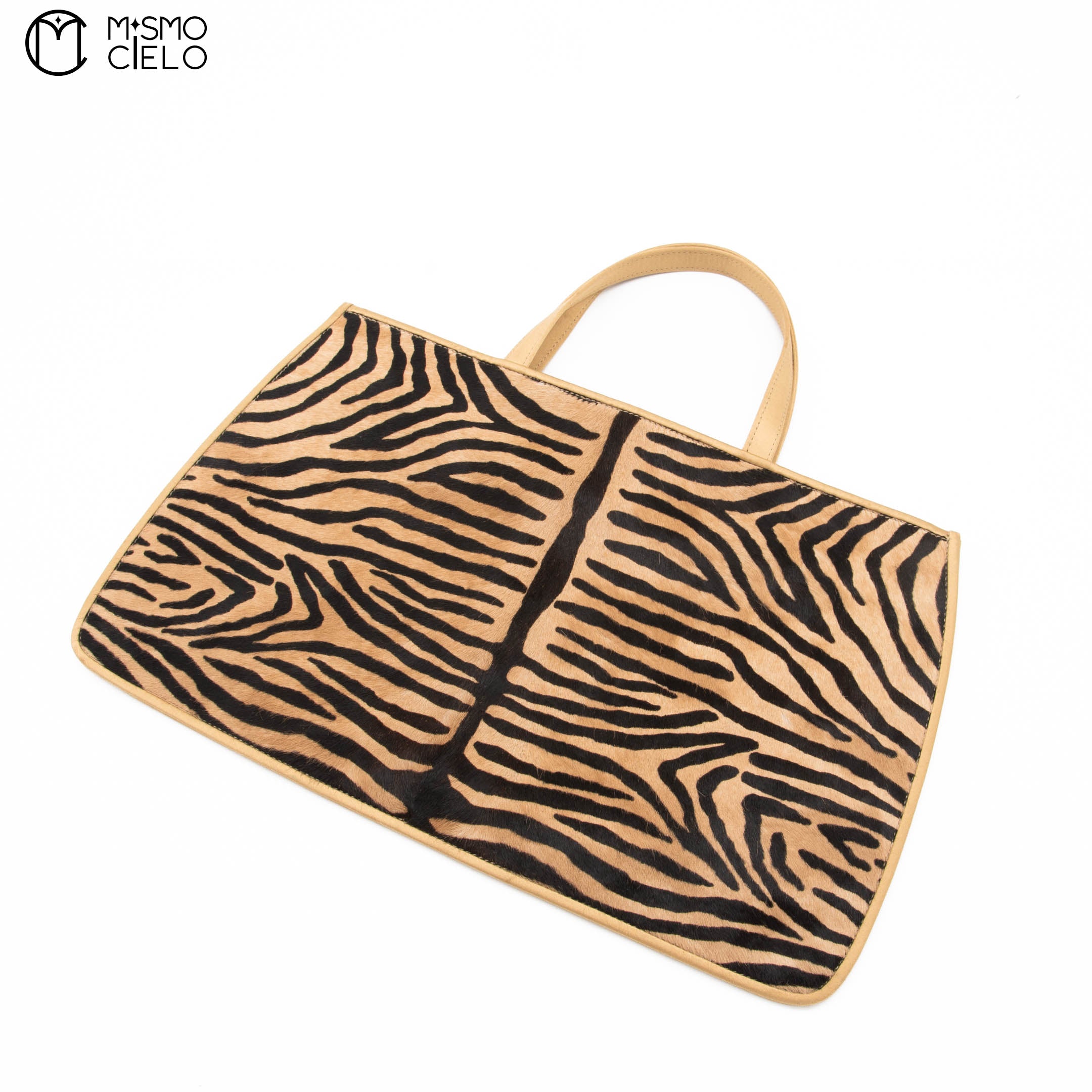 Zebra Pony Hair Top Handle Tote