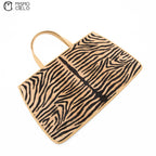 Zebra Pony Hair Top Handle Tote