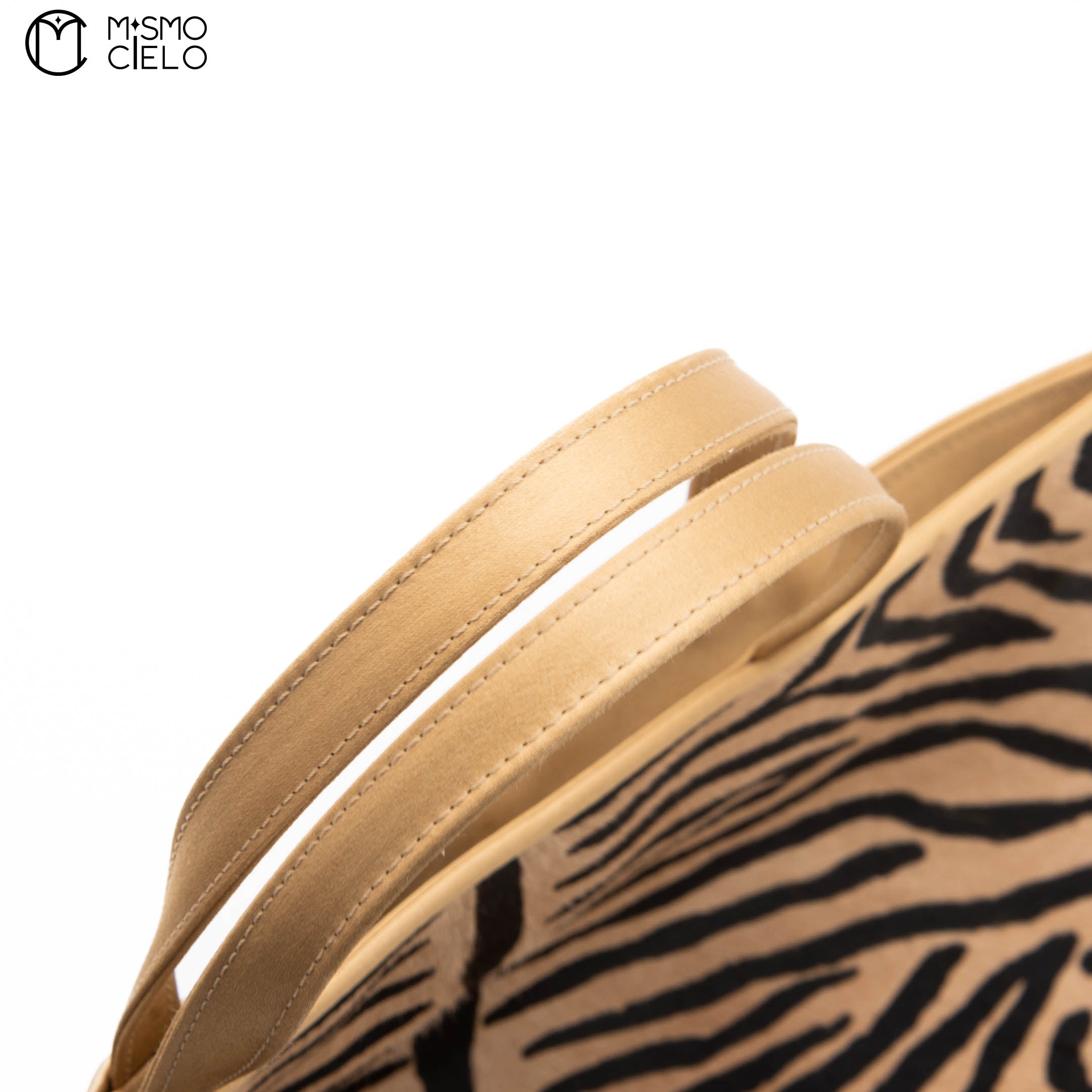 Zebra Pony Hair Top Handle Tote
