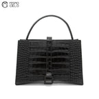 BALENCIAGA Hourglass Crocodile Embossed Handbag