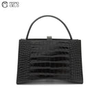 BALENCIAGA Hourglass Crocodile Embossed Handbag