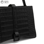 BALENCIAGA Hourglass Crocodile Embossed Handbag