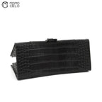 BALENCIAGA Hourglass Crocodile Embossed Handbag