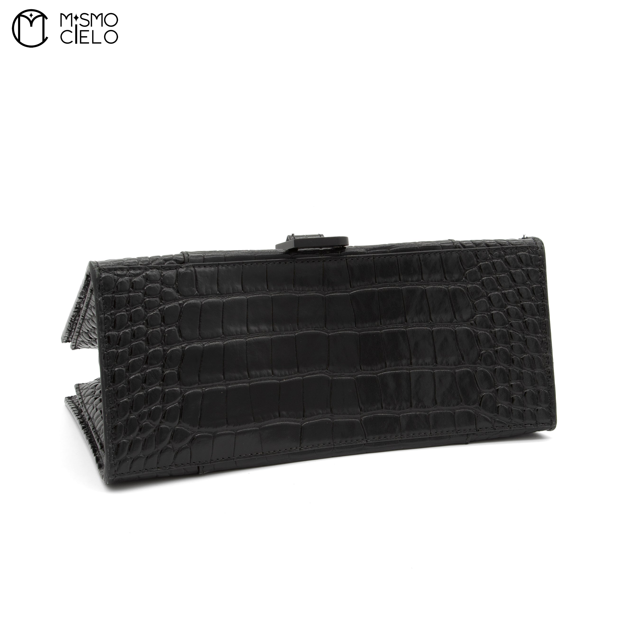 BALENCIAGA Hourglass Crocodile Embossed Handbag