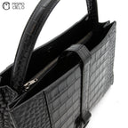 BALENCIAGA Hourglass Crocodile Embossed Handbag