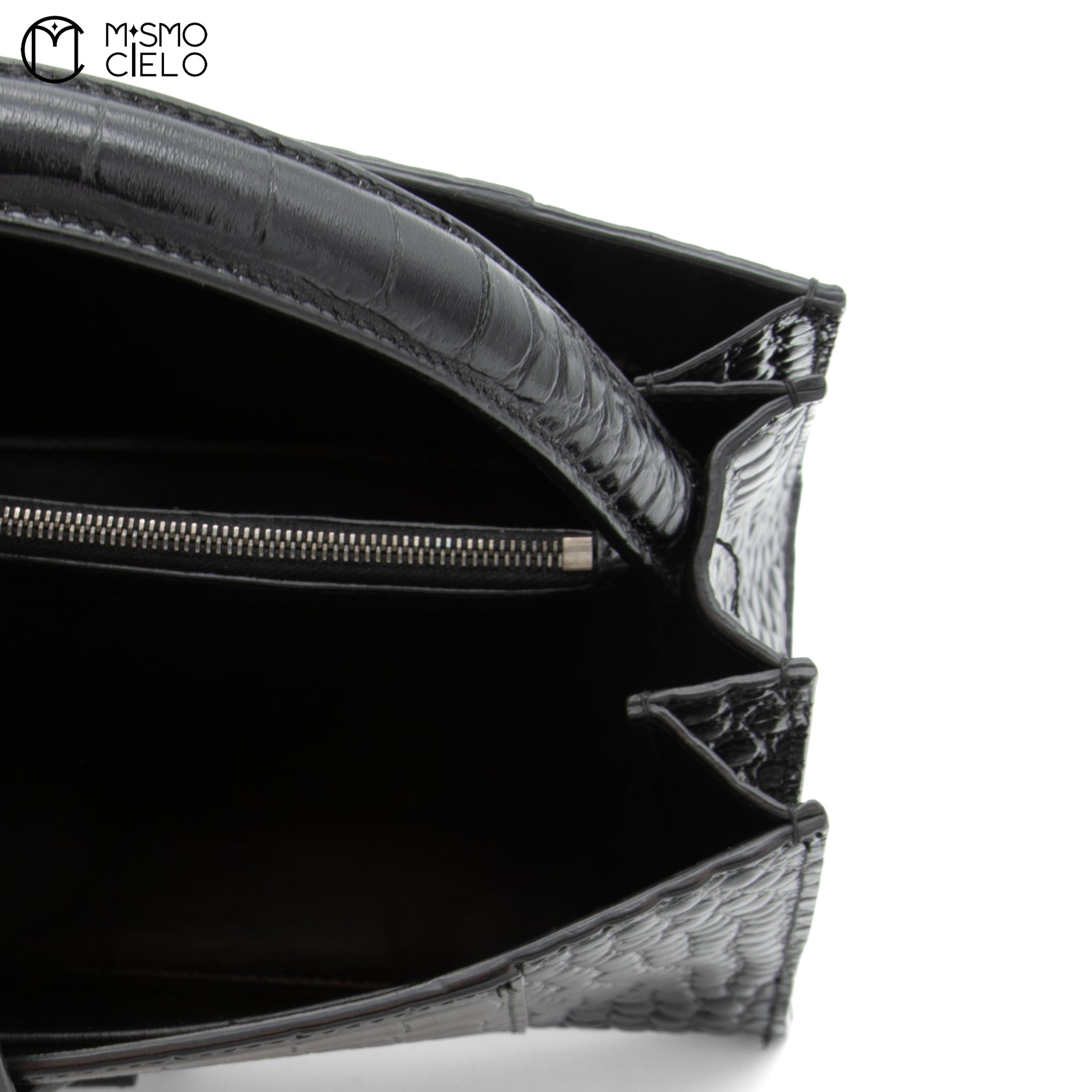 BALENCIAGA Hourglass Crocodile Embossed Handbag