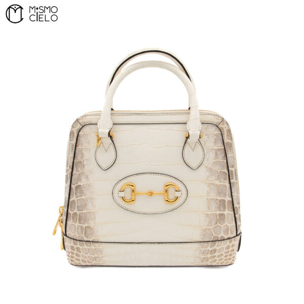 Rare Himalayan Crocodile Horsebit 1955 Small Top Handle Bag