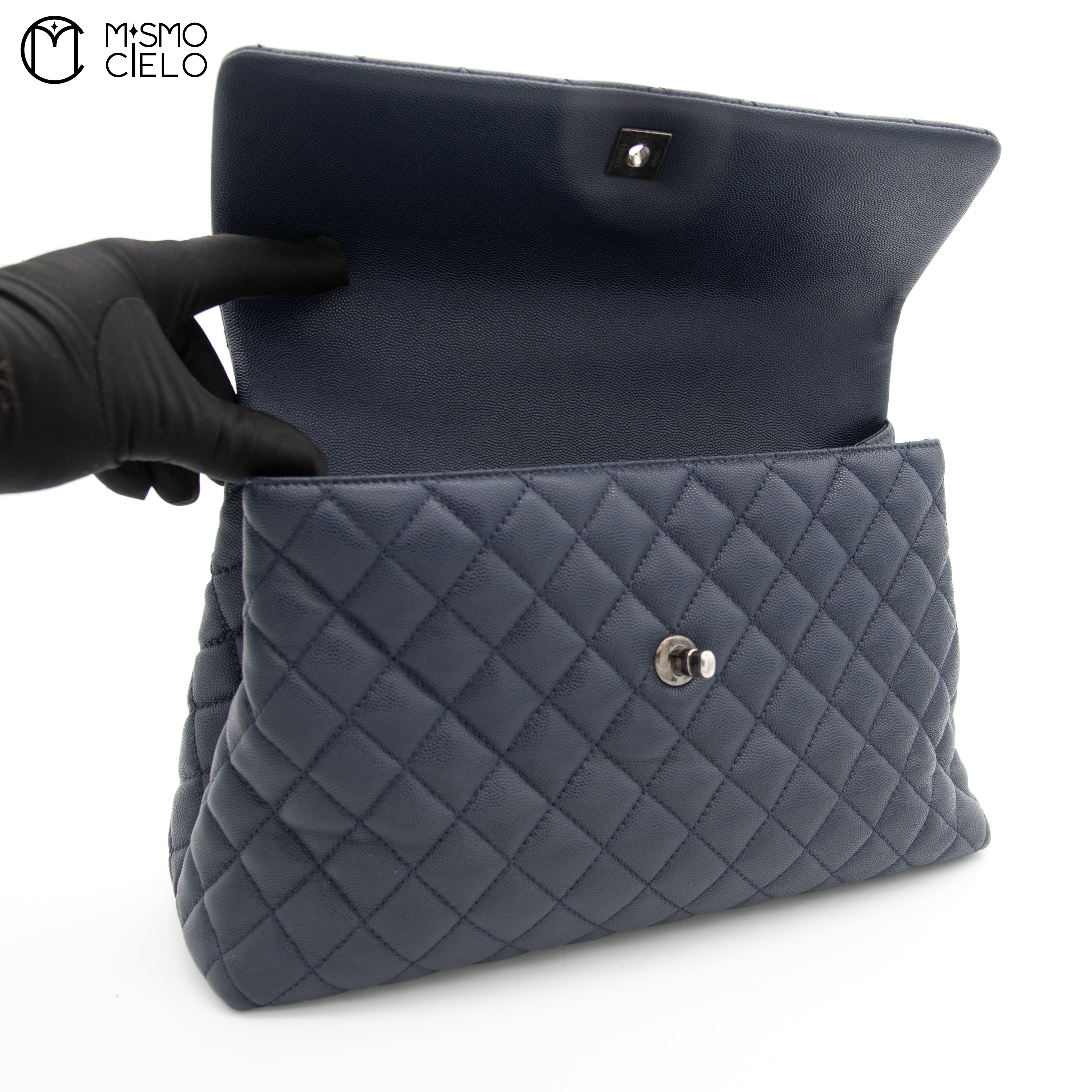 Coco Caviar Skin Handle 2 Way Shoulder Handbag