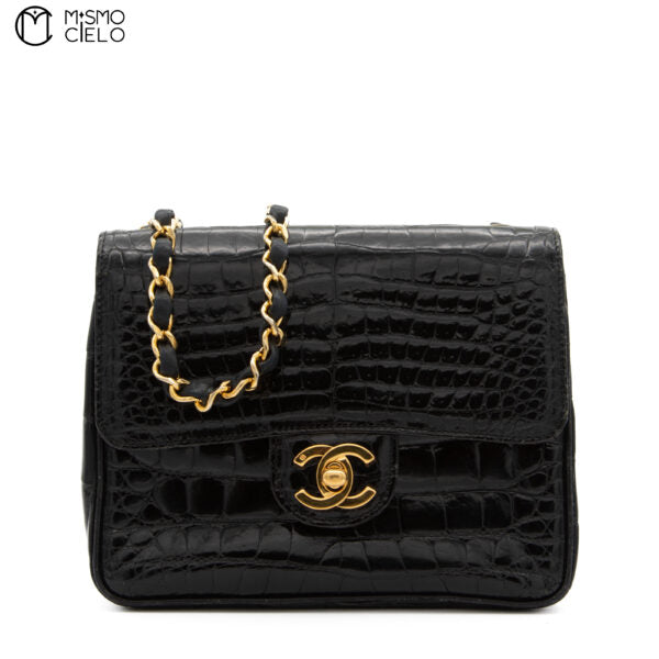 Crocodile Turn Lock Chain Shoulder Bag