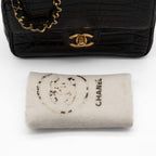 Crocodile Turn Lock Chain Shoulder Bag