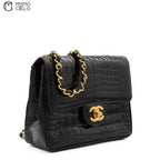 Crocodile Turn Lock Chain Shoulder Bag