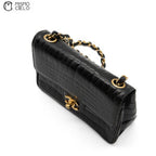 Crocodile Turn Lock Chain Shoulder Bag