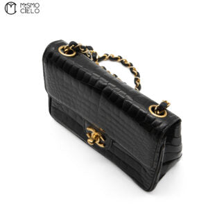 Crocodile Turn Lock Chain Shoulder Bag