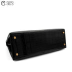 Kelly 32 Noir Crocodile Handbag W Engraved w/ Strap