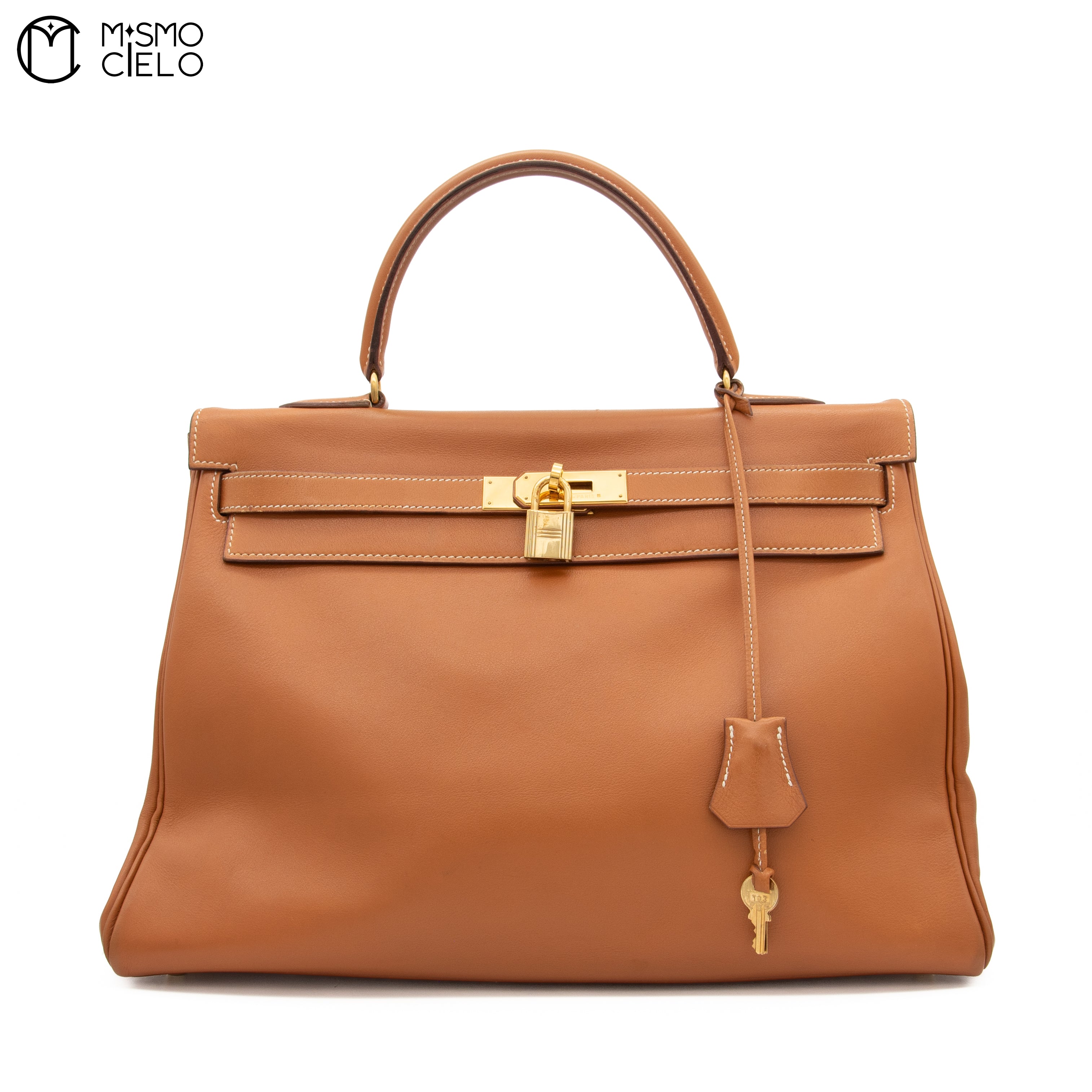 Authenticated Kelly 35 Brown 2 Way Shoulder Bag