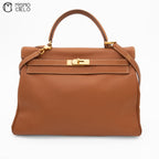 Authenticated Kelly 35 Brown 2 Way Shoulder Bag