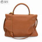 Authenticated Kelly 35 Brown 2 Way Shoulder Bag