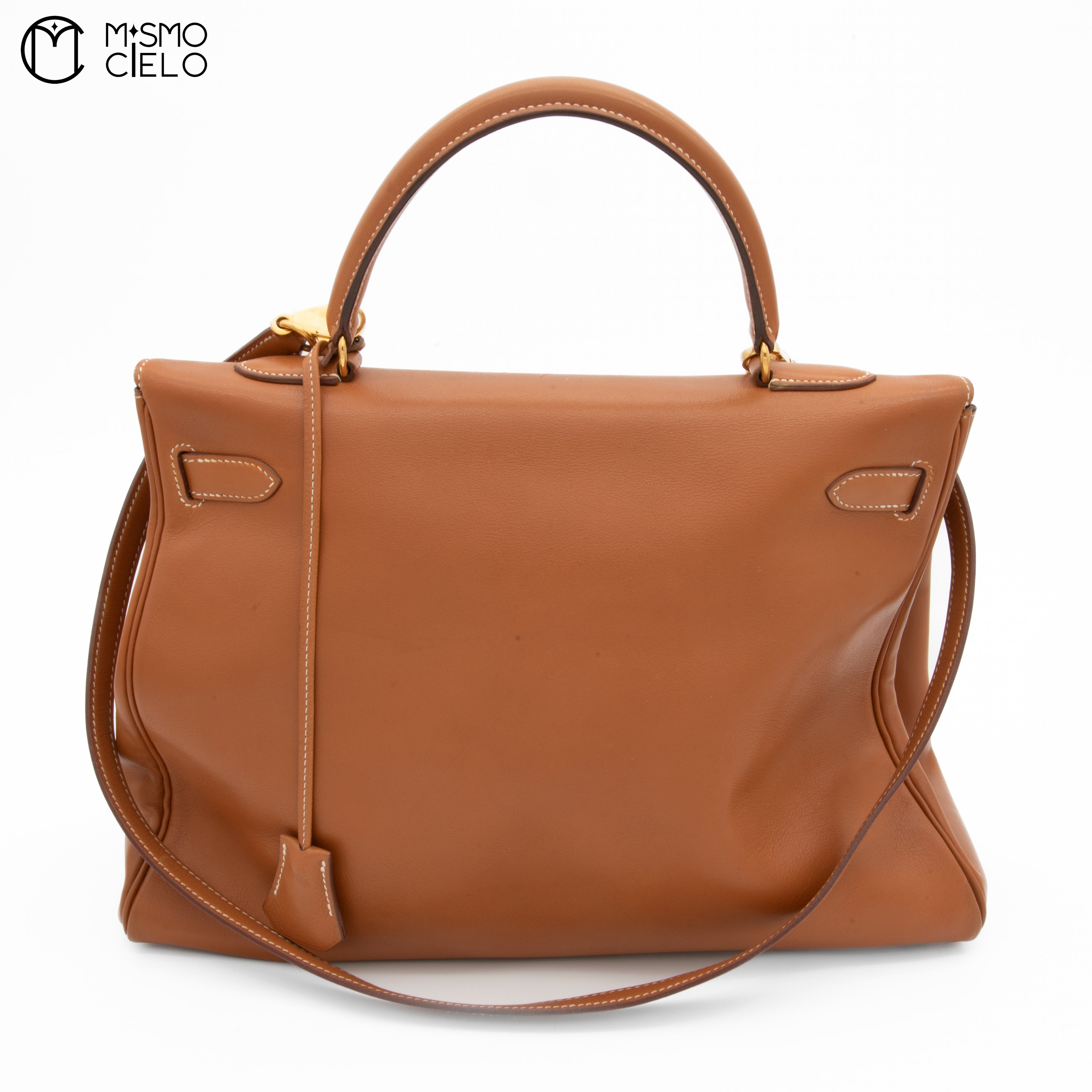 Authenticated Kelly 35 Brown 2 Way Shoulder Bag