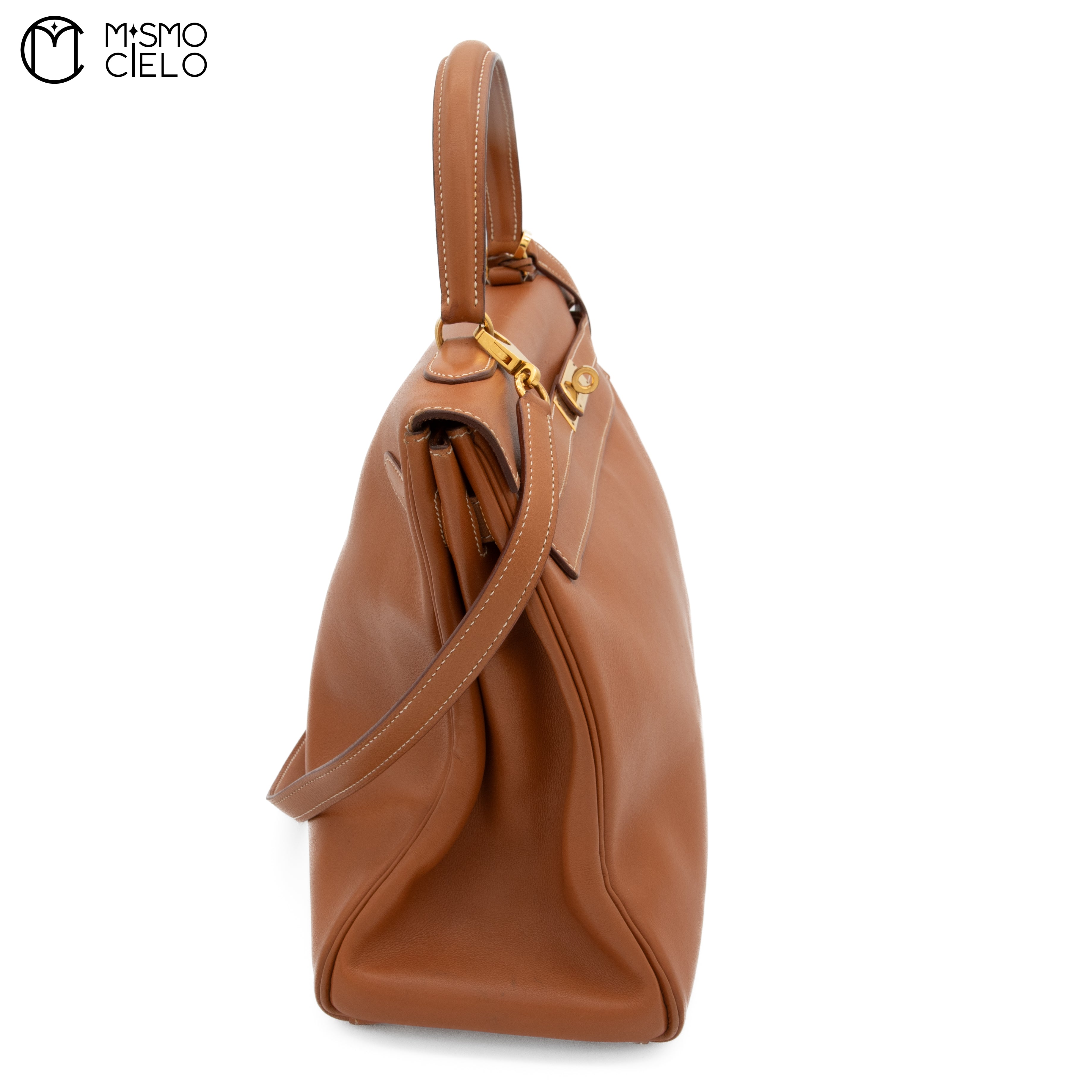 Authenticated Kelly 35 Brown 2 Way Shoulder Bag