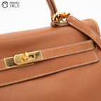 Authenticated Kelly 35 Brown 2 Way Shoulder Bag