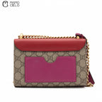 GG Monogram Canvas Red and Pink Leather Padlock Handbag with Chain