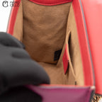 GG Monogram Canvas Red and Pink Leather Padlock Handbag with Chain