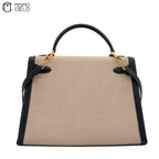 Kelly 32 Box Calf Toile Navy Strap