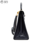 Kelly 32 Box Calf Toile Navy Strap