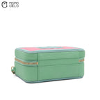 Matelasse 2WAY Handbag Caviar Skin Pink and Green