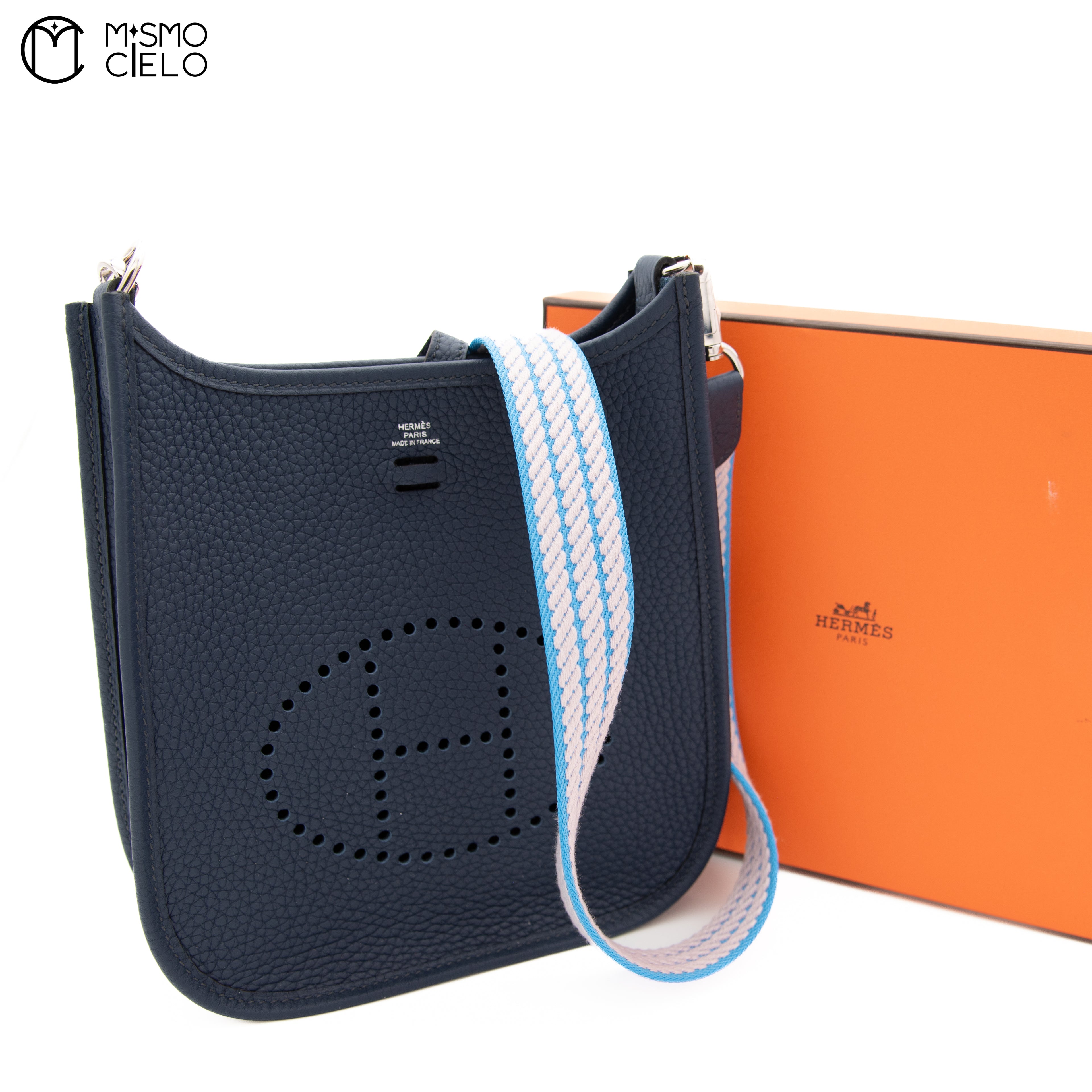 Taurillon Navy Evelyn Mini Tote Bag