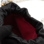 Matelasse Lambskin Drawstring Pearl Chain Pouch