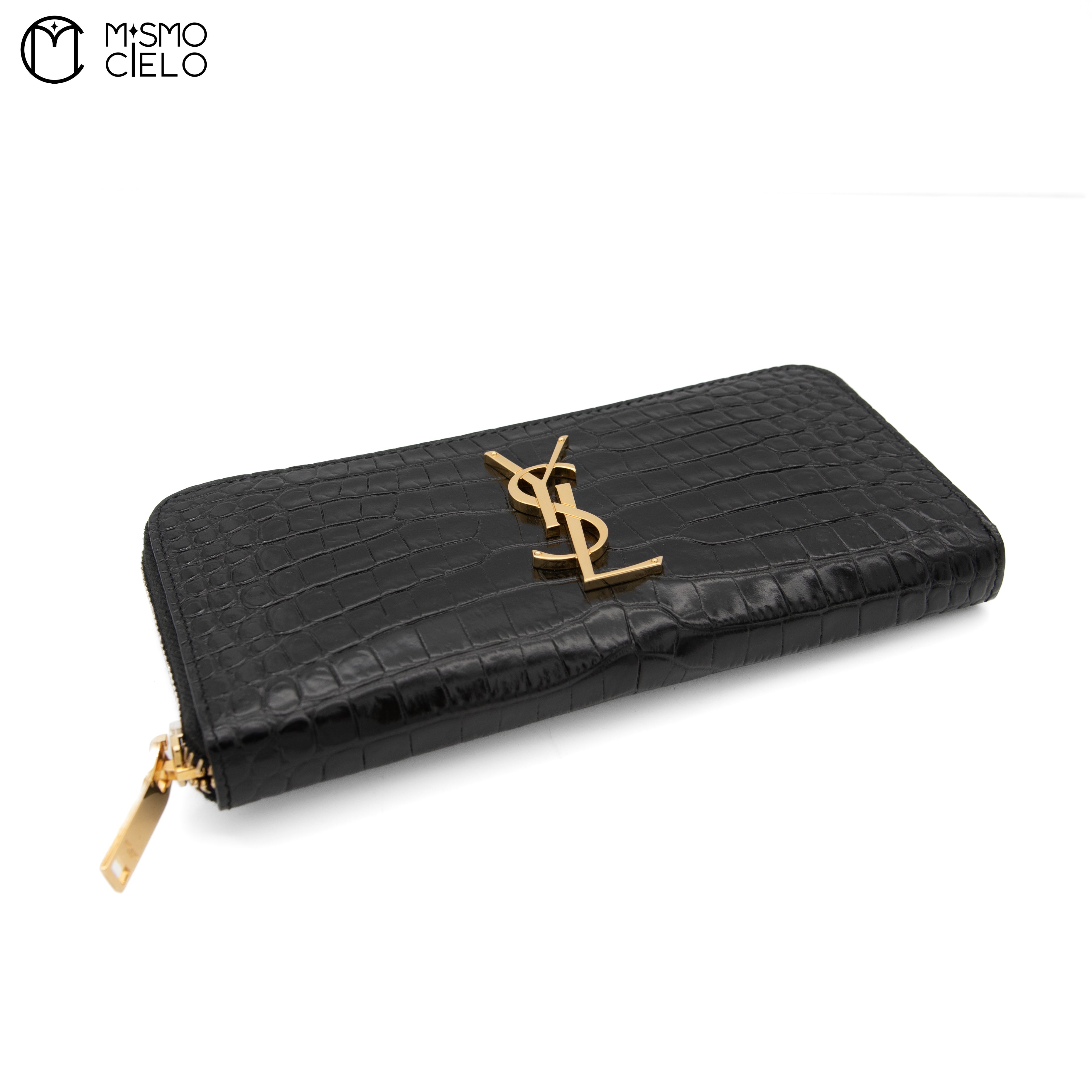 Cassandra Crocodile Embossed Round Long Wallet