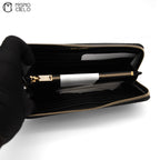 Cassandra Crocodile Embossed Round Long Wallet