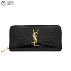 Cassandra Crocodile Embossed Round Long Wallet