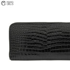 Cassandra Crocodile Embossed Round Long Wallet