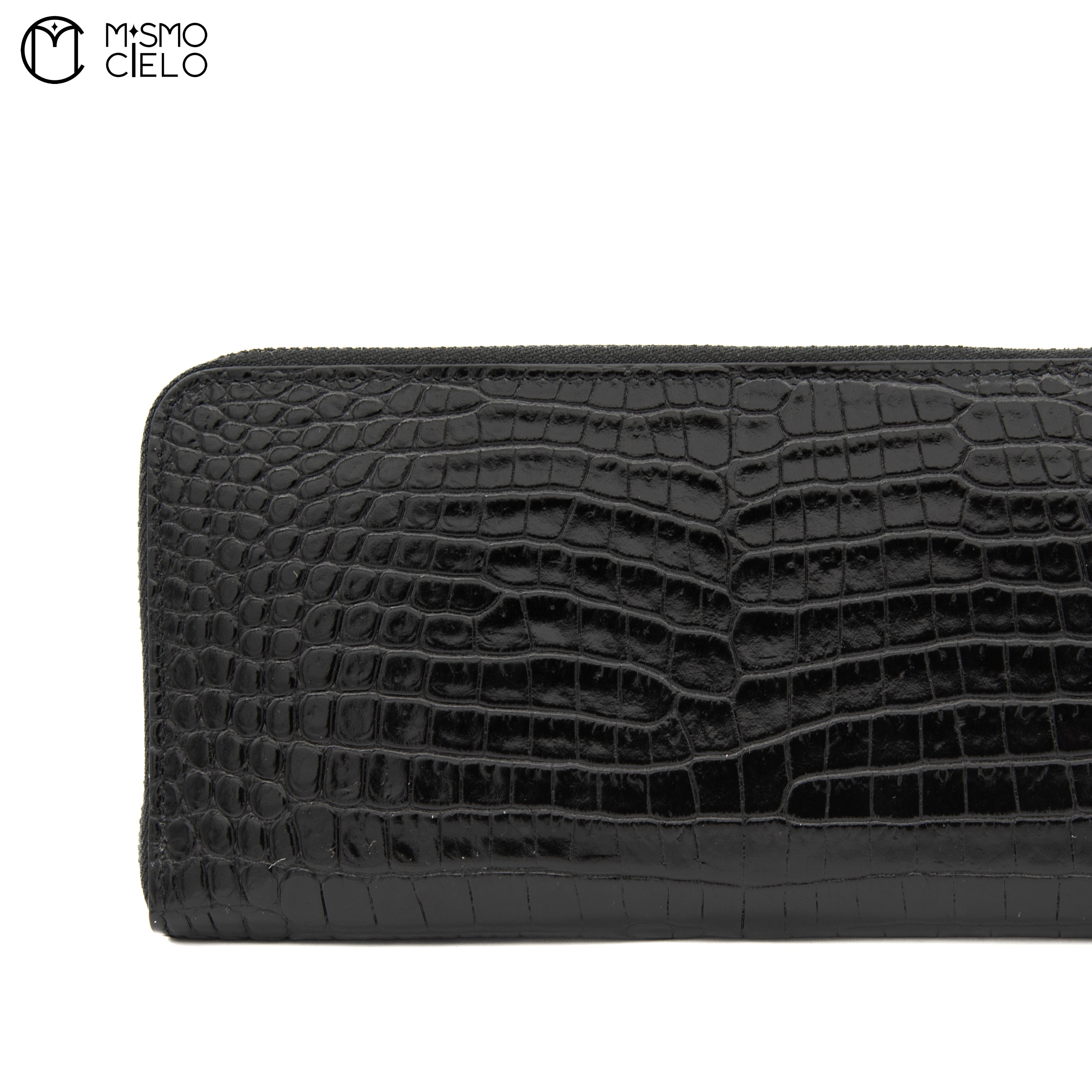 Cassandra Crocodile Embossed Round Long Wallet
