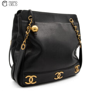 Caviar Skin Triple Coco chain Tote Bag and Ball Charm