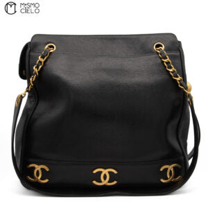 Caviar Skin Triple Coco chain Tote Bag and Ball Charm