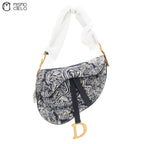 Navy Jacquard Saddle bag