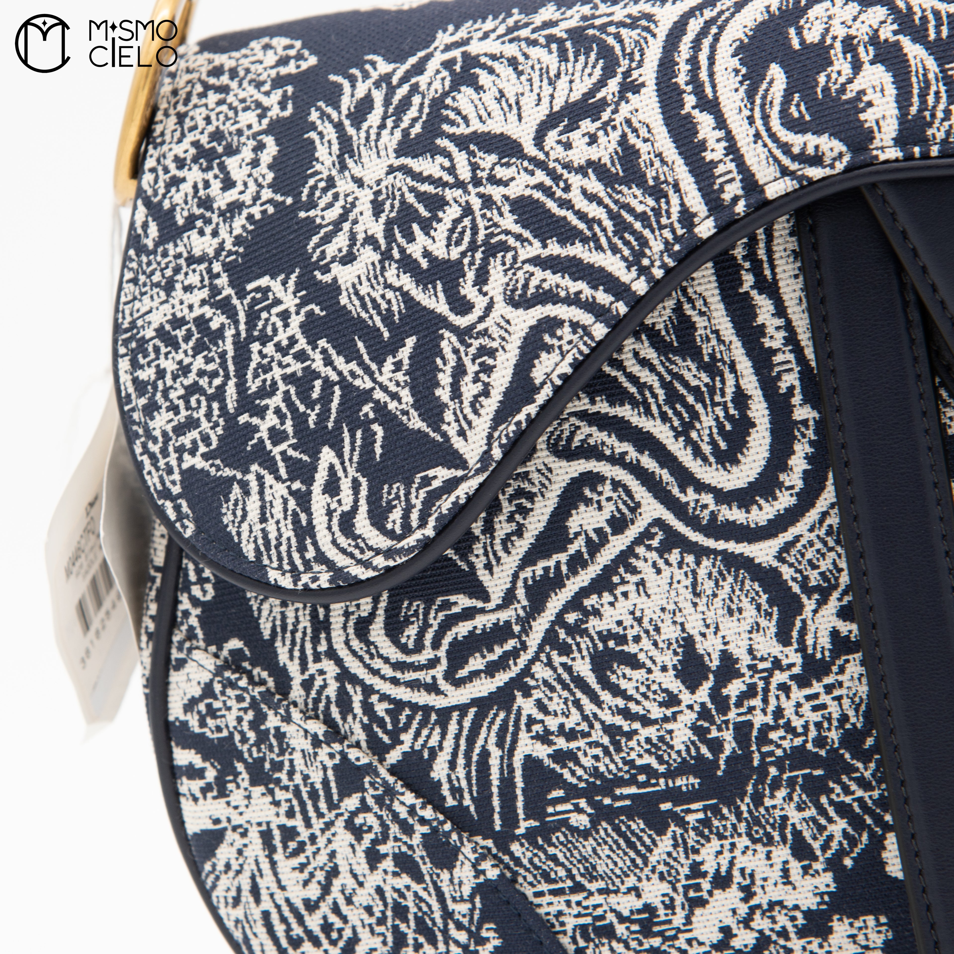 Navy Jacquard Saddle bag