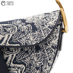 Navy Jacquard Saddle bag