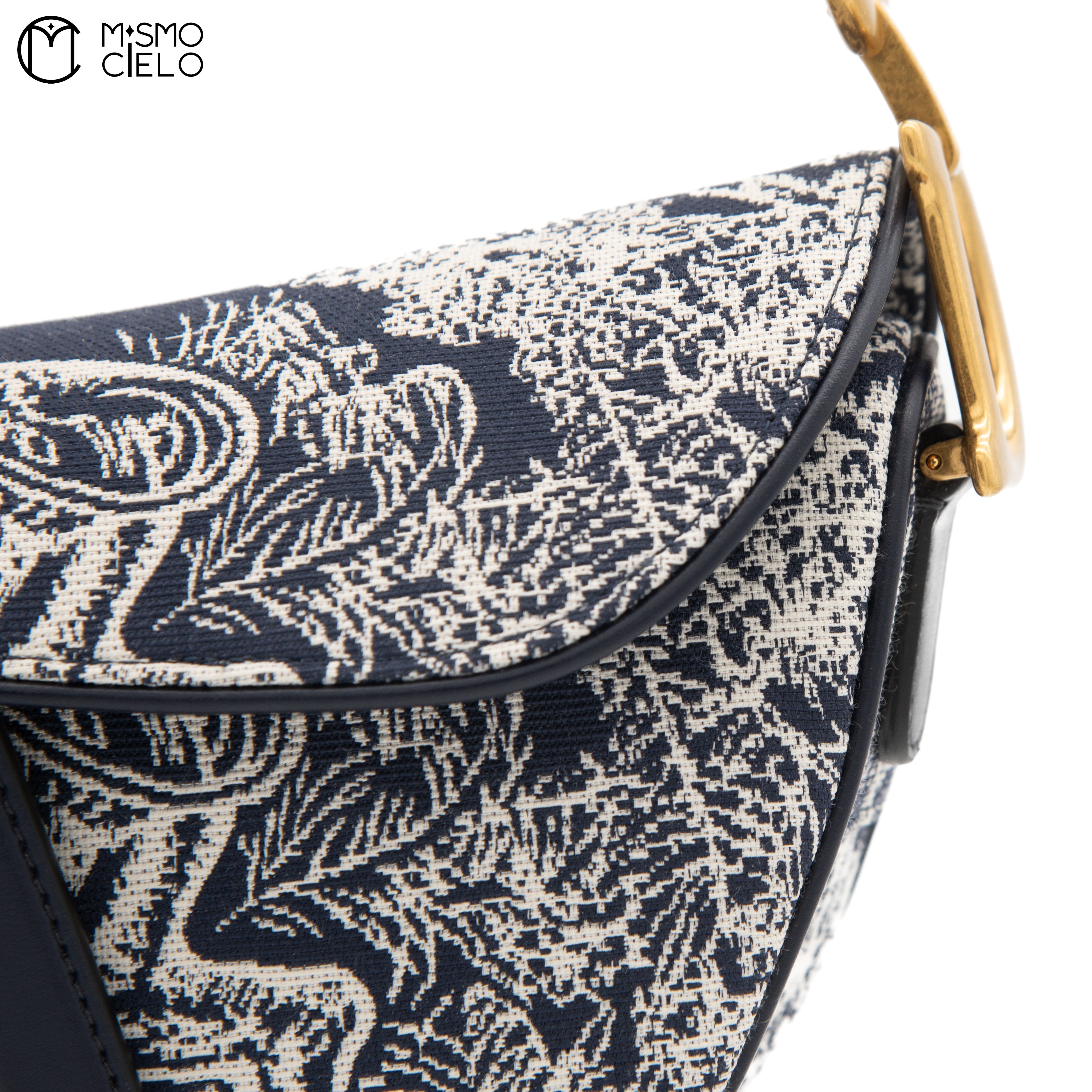 Navy Jacquard Saddle bag