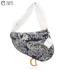 Navy Jacquard Saddle bag