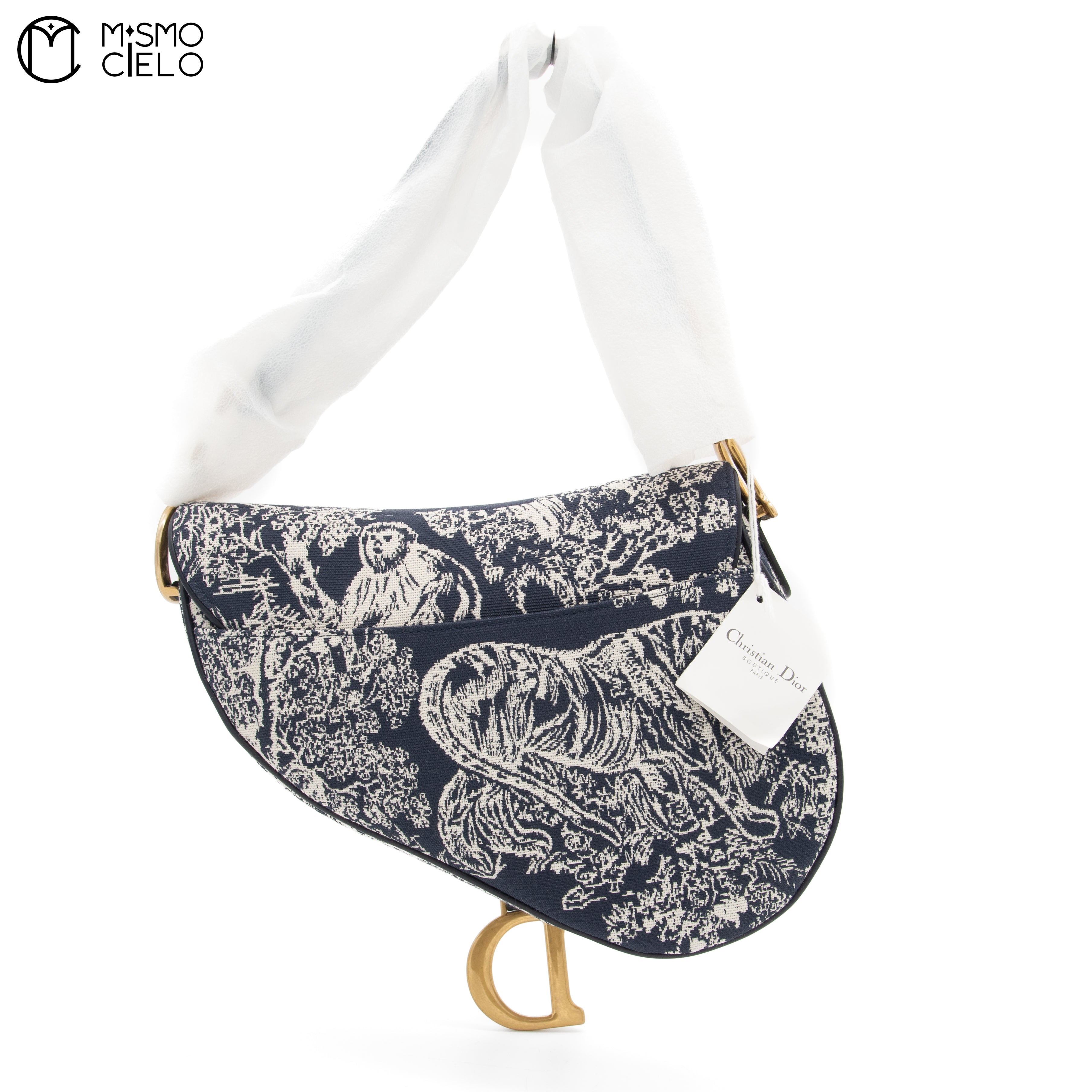 Navy Jacquard Saddle bag