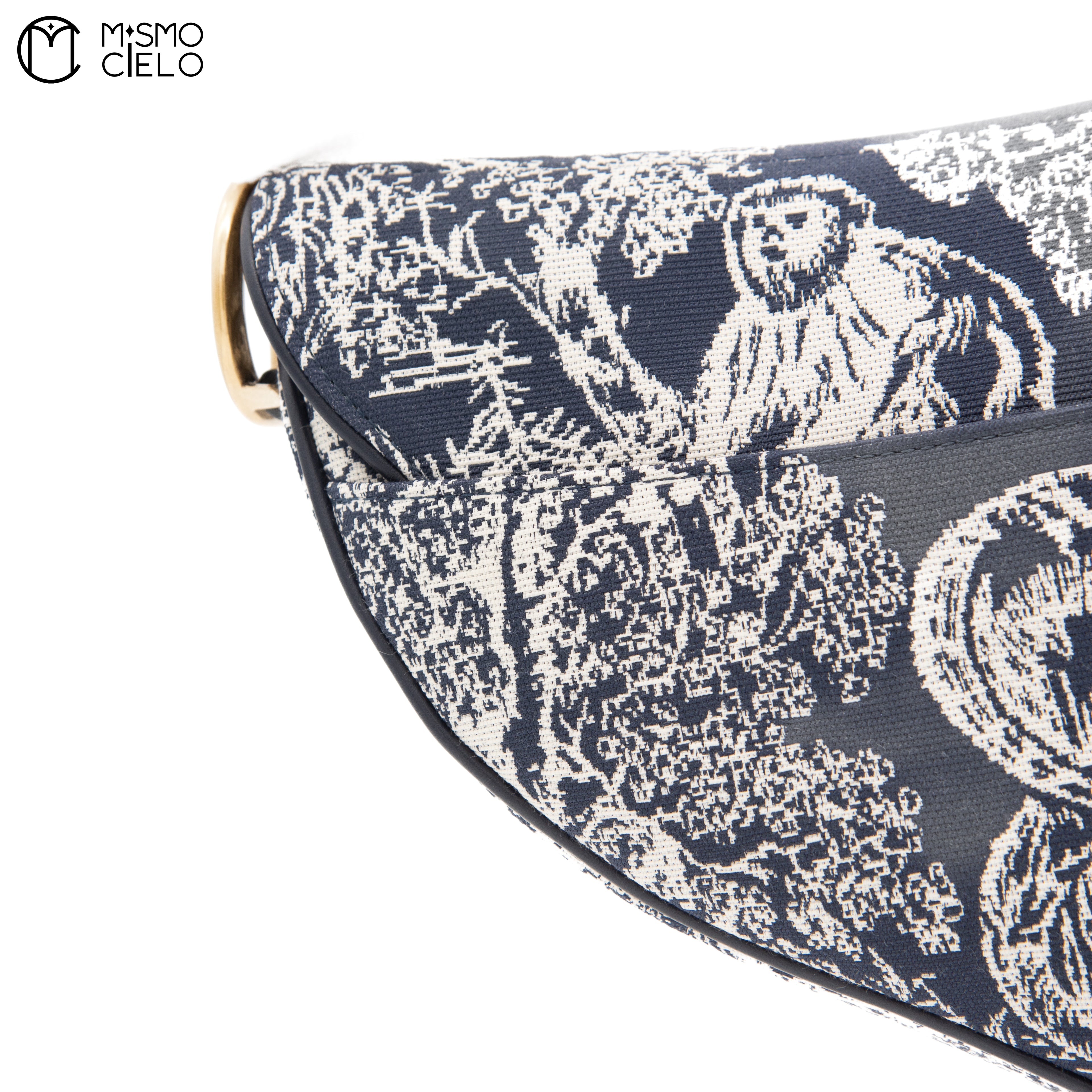 Navy Jacquard Saddle bag
