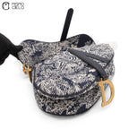 Navy Jacquard Saddle bag
